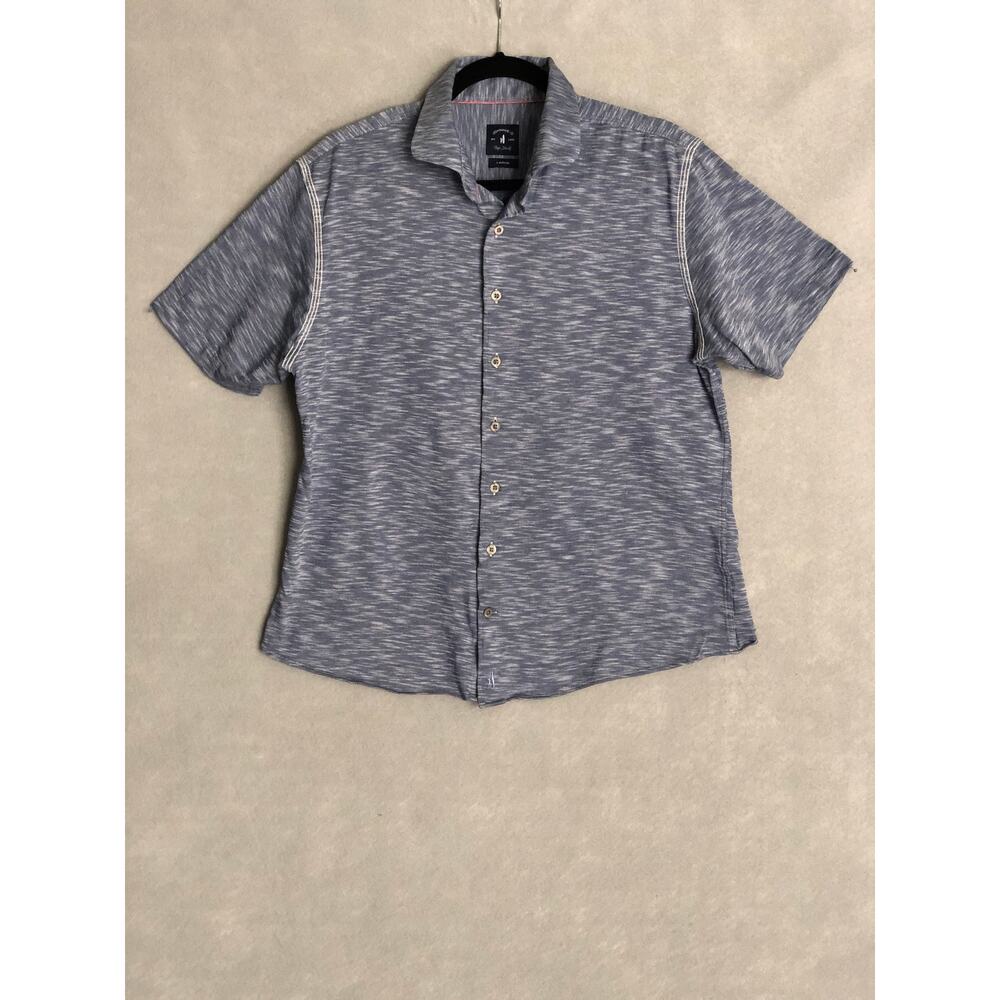johnnie-O Blue Heathered Short-Sleeve Button-Down Shirt